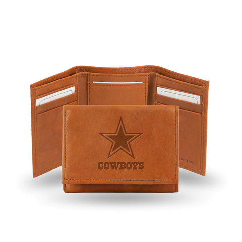 Dallas Cowboys Brown Embossed Genuine Leather Tri-Fold Wallet