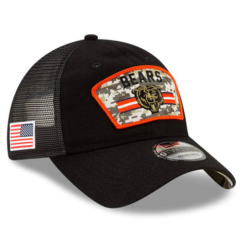 Chicago Bears New Era Black 2021 Salute To Service Trucker Hat