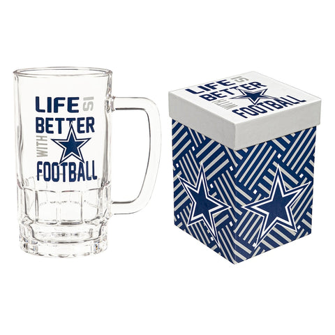 Dallas Cowboys 16oz. Glass Tankard Cup with Gift Box