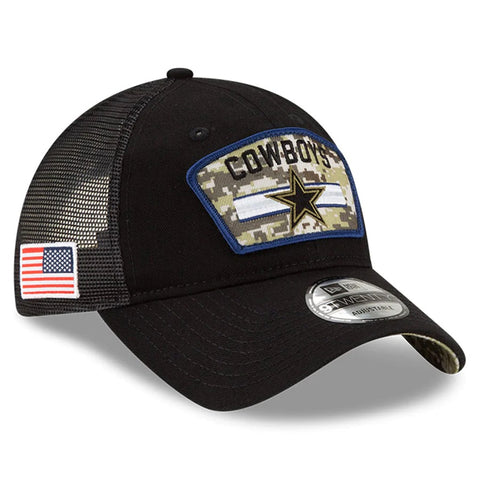 Dallas Cowboys New Era Black 2021 Salute To Service Trucker Hat